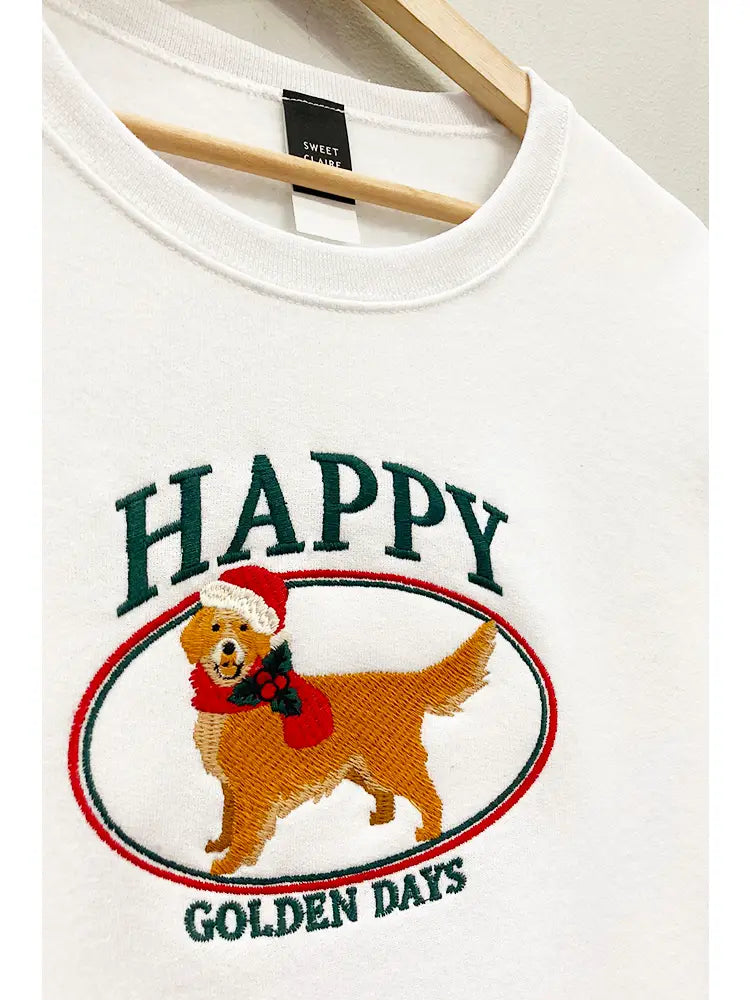 Golden Days Embroidered Holiday Sweatshirt