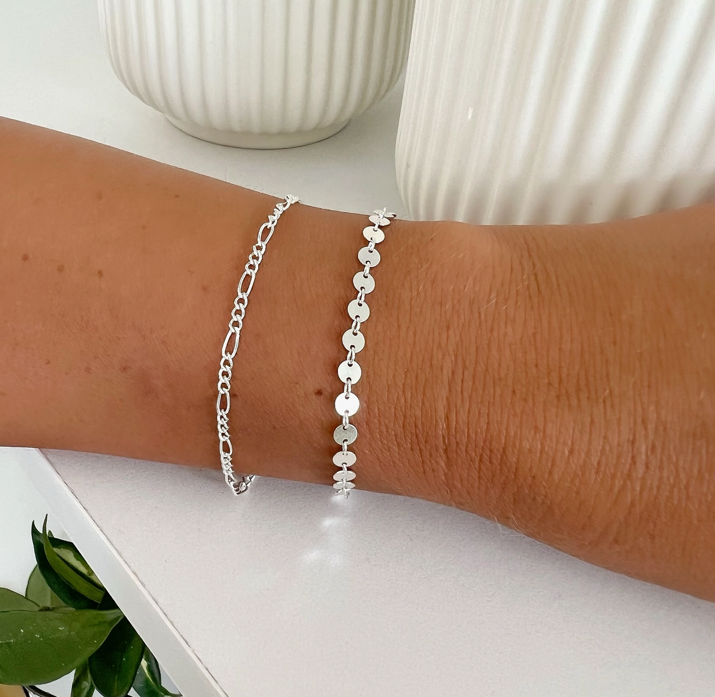 Luxe Sequin Disc Chain Bracelet Sterling Silver