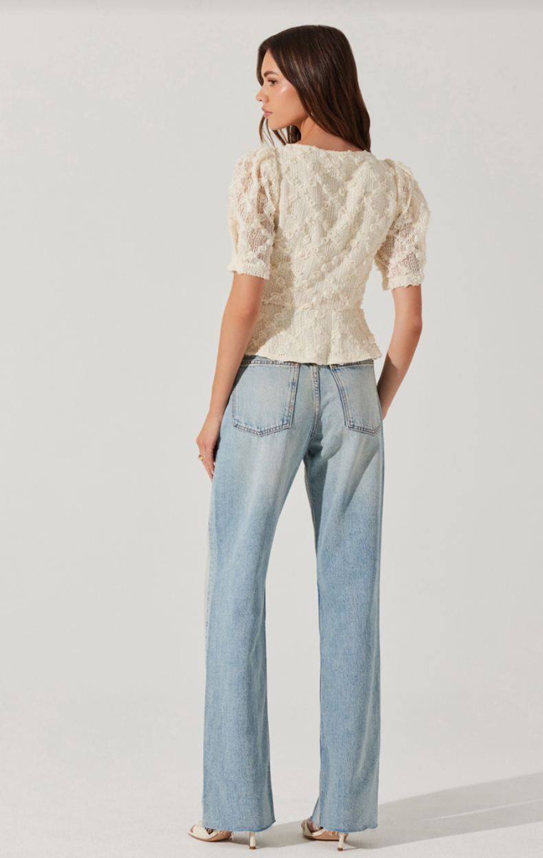 Cherian Floral Appliqué Lace Top