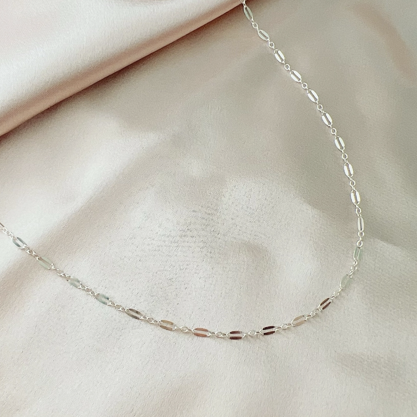 Sterling Silver Dapped Sequin Chain Necklace