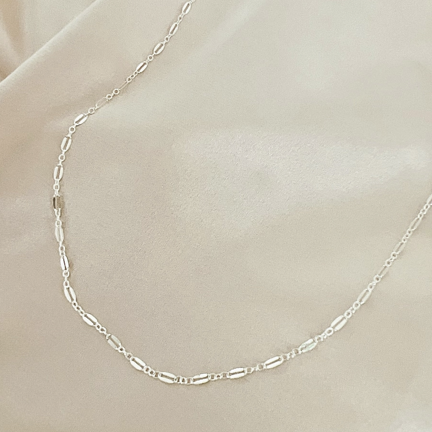 Sterling Silver Dapped Sequin Chain Necklace