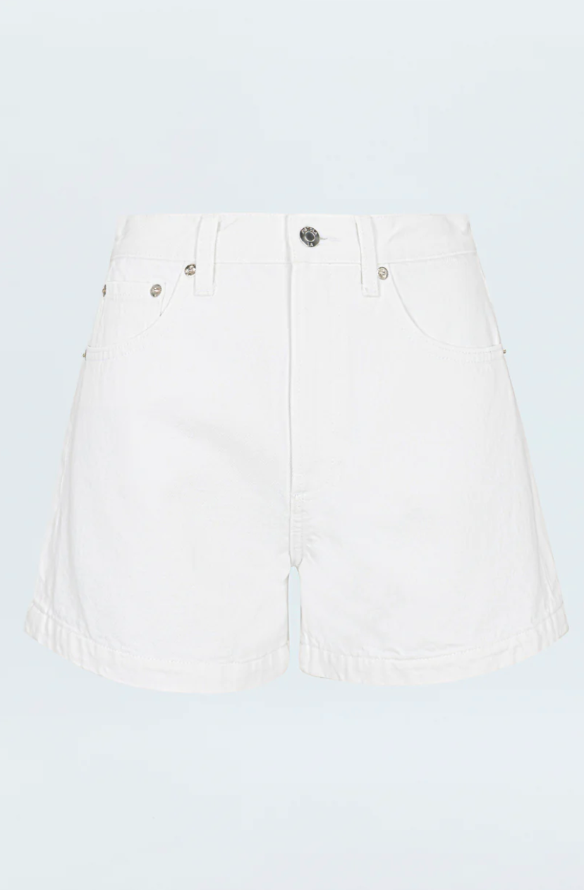 Saige High Rise A-Line Short- Polished White
