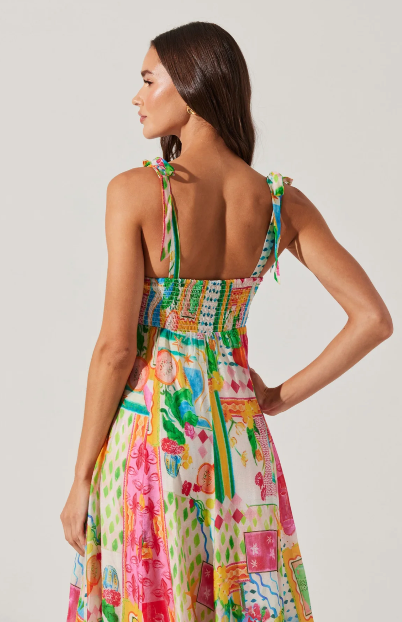 Shiann Patchwork Print Midi Dress