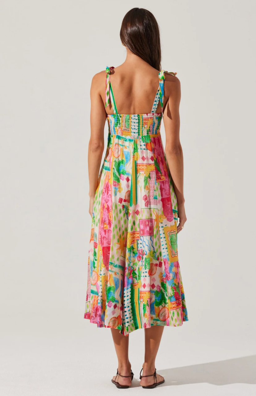 Shiann Patchwork Print Midi Dress