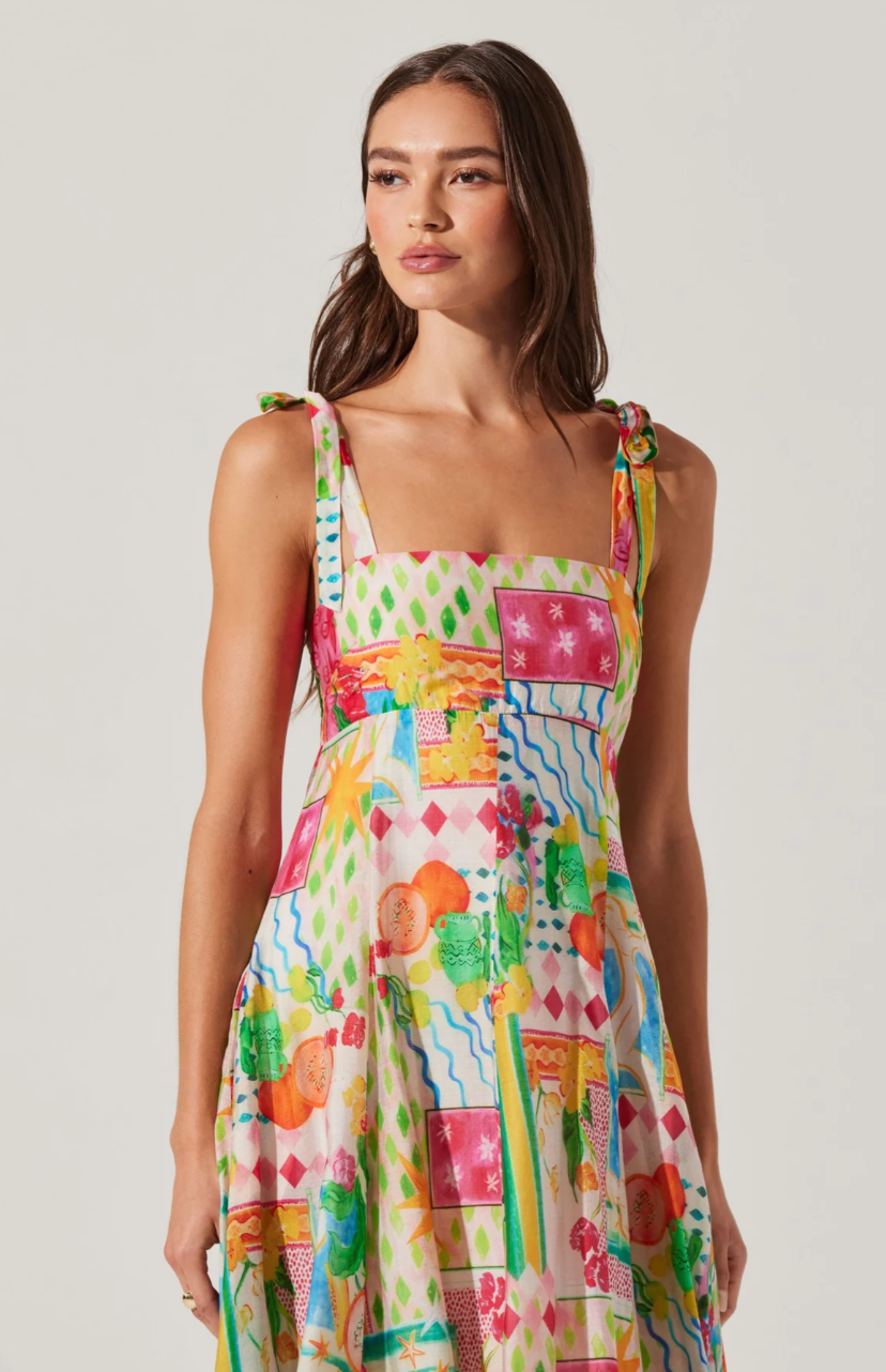 Shiann Patchwork Print Midi Dress
