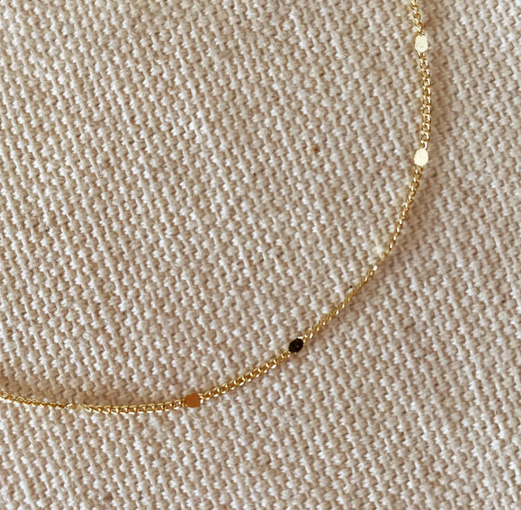 18k Gold Filled 1mm Curb Bracelet with Pressed Details