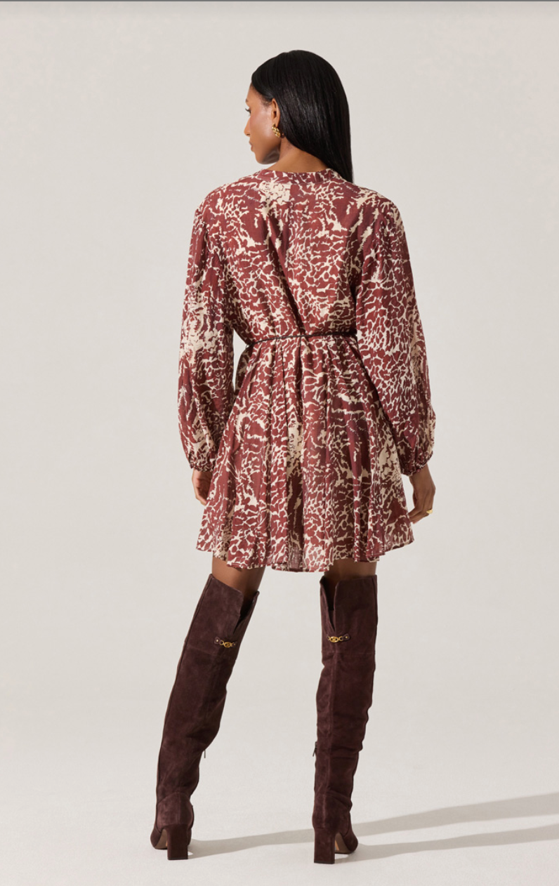 Marisela Belted V-Neck Mini Dress