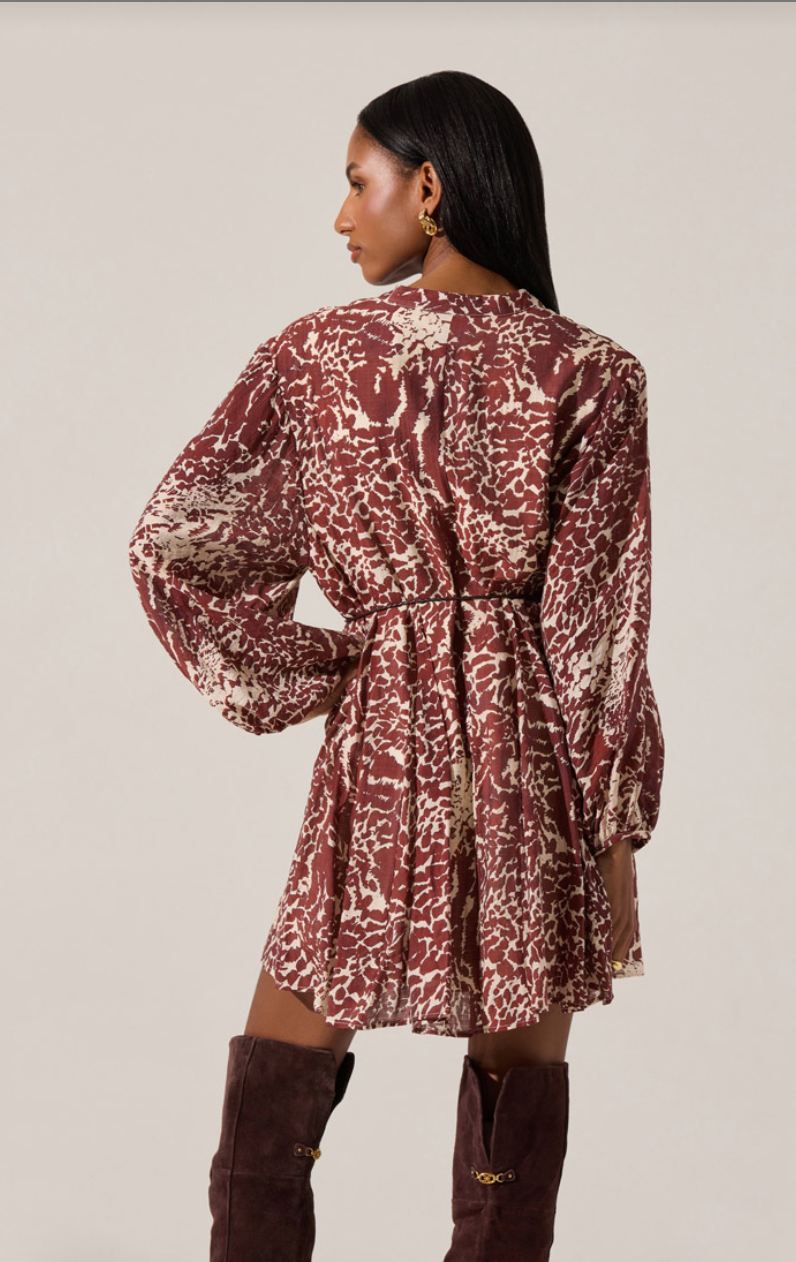 Marisela Belted V-Neck Mini Dress