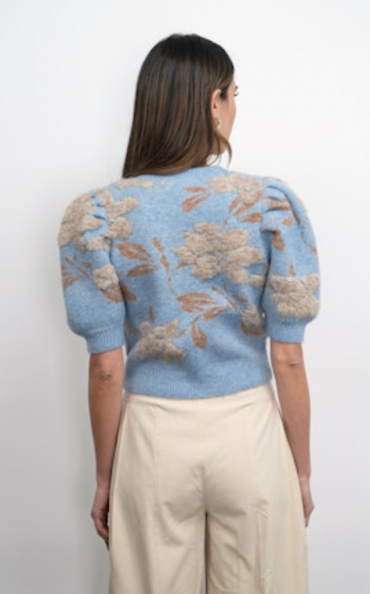 Taly Floral Puff Sleeve Cardigan