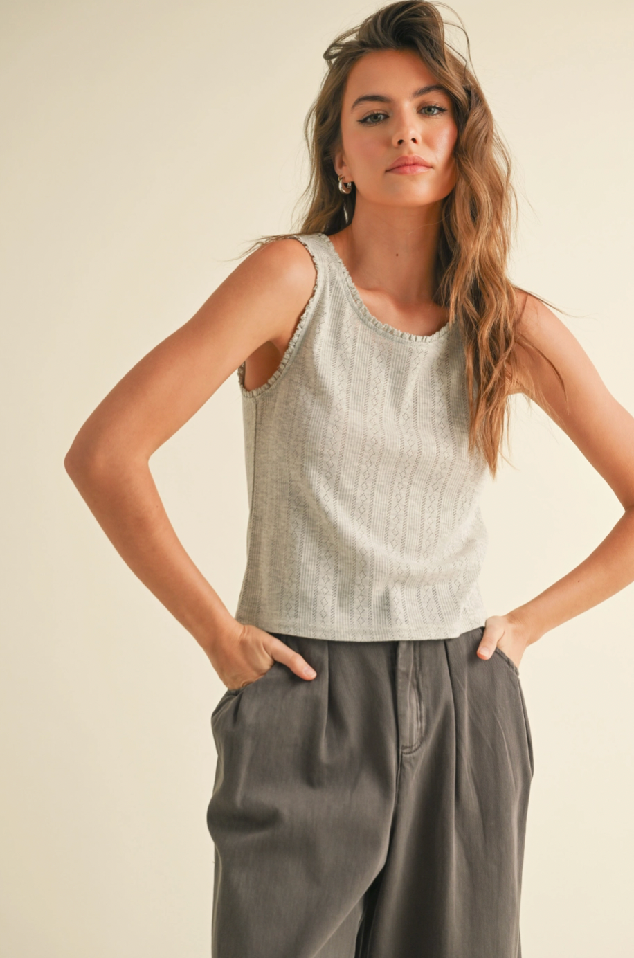 Claire Mini Ruffle Top - Heather Grey