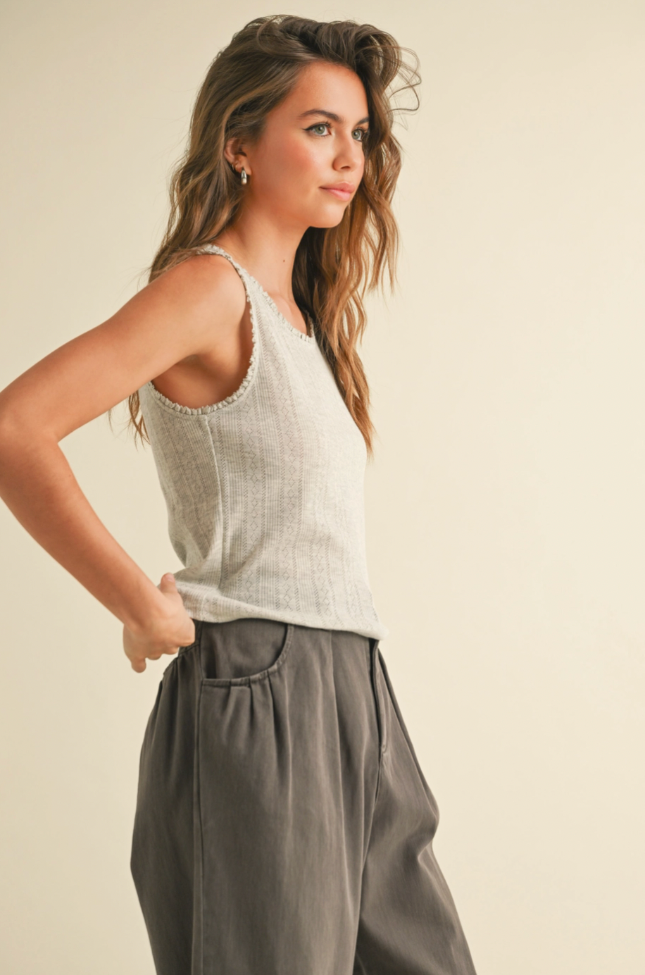 Claire Mini Ruffle Top - Heather Grey