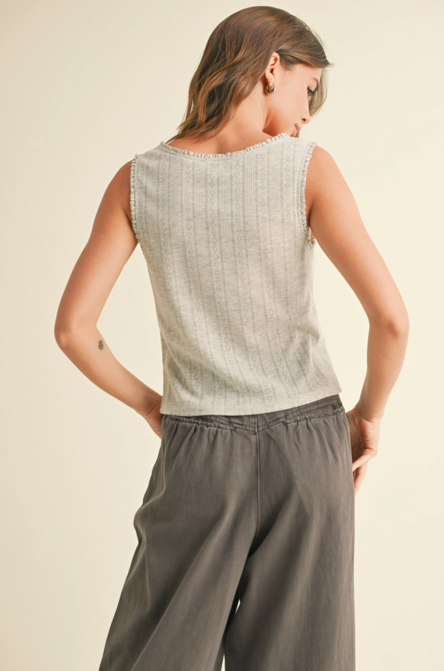 Claire Mini Ruffle Top - Heather Grey