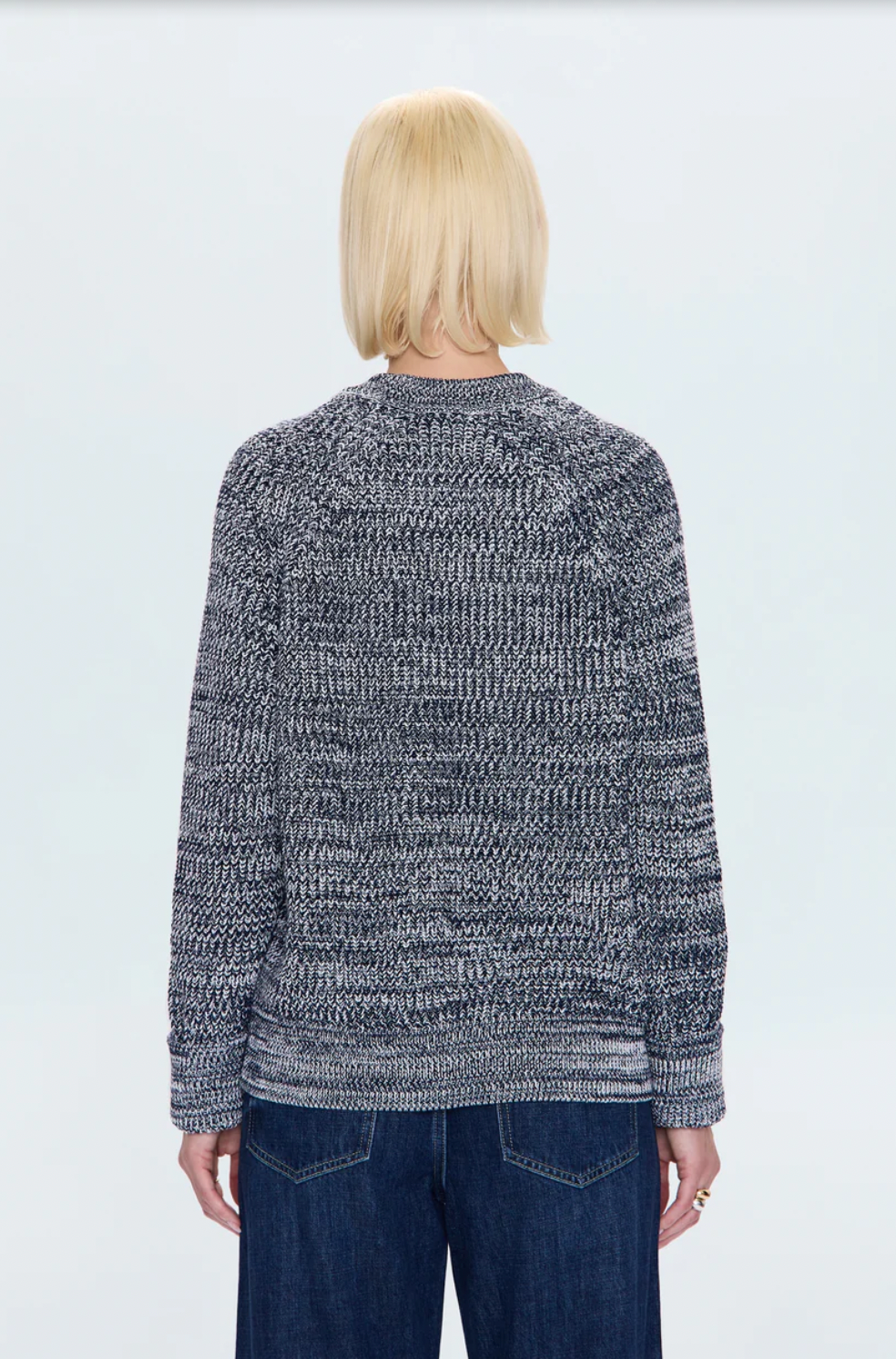 EDIE RAGLAN CREWNECK SWEATER - NAVY MARL
