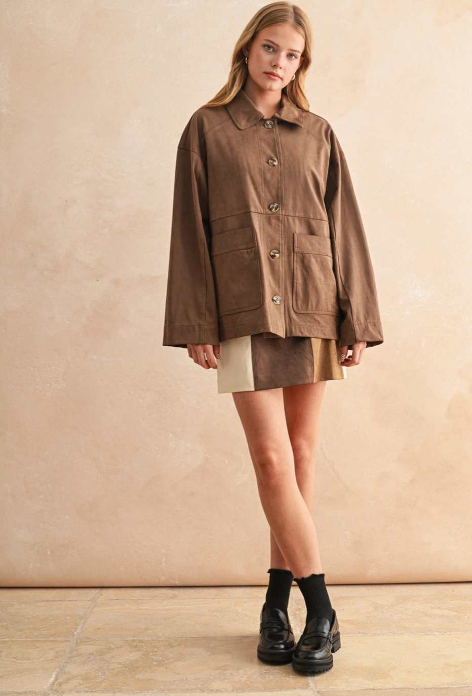Ella Suede Button Jacket
