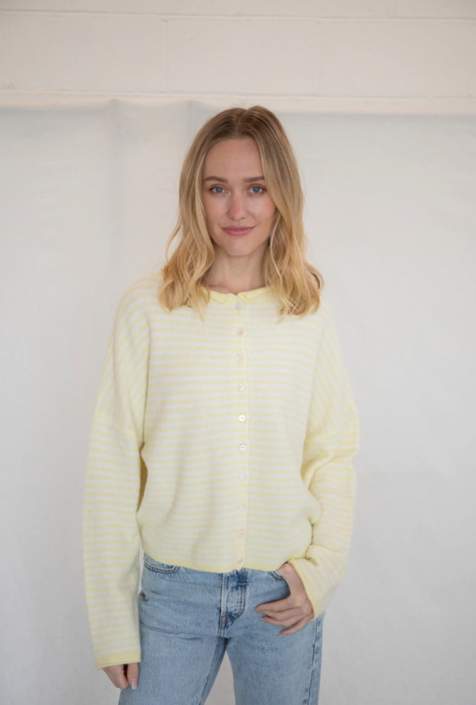 Mini Striped Light Butter Piper Cardigan