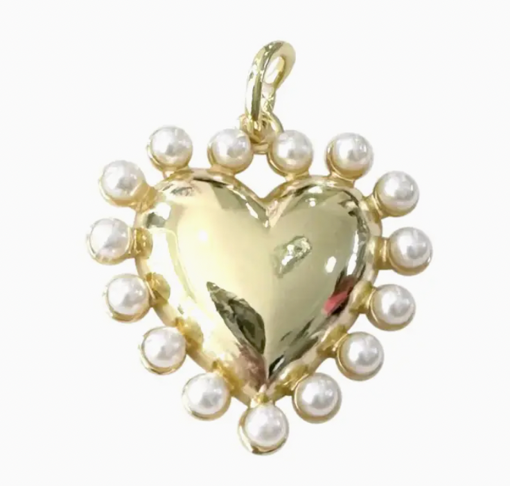 Gold Heart with Pearls Scarf Charm