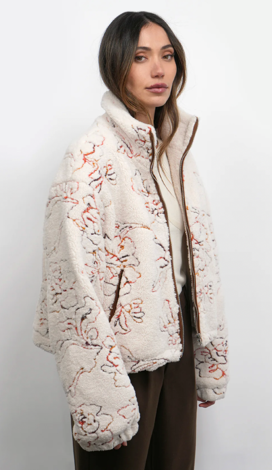 Jimi Embroidered Sherpa Bomber Jacket