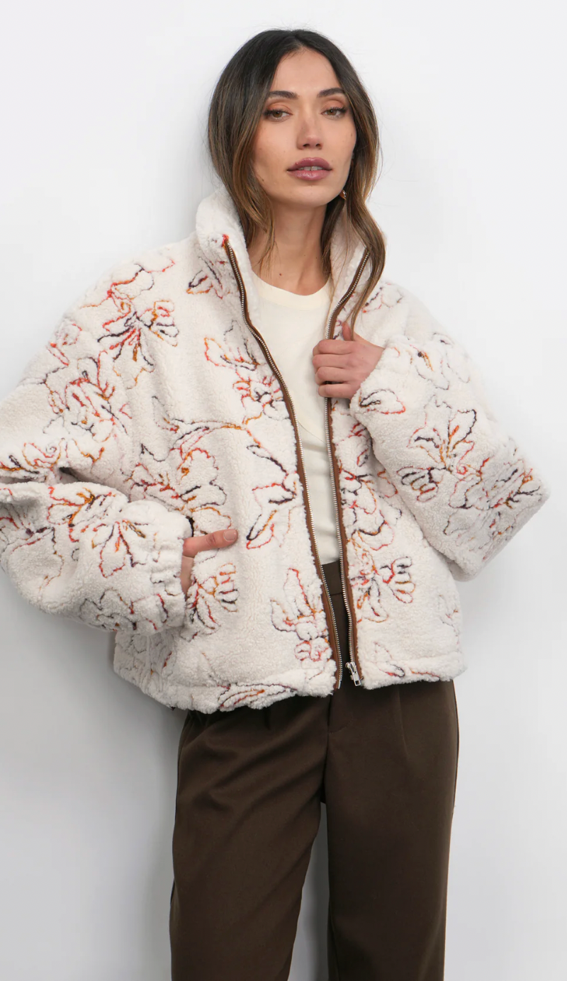 Jimi Embroidered Sherpa Bomber Jacket