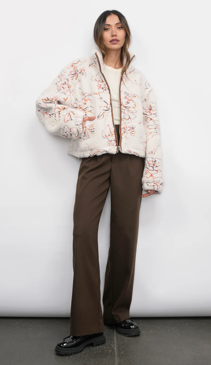 Jimi Embroidered Sherpa Bomber Jacket