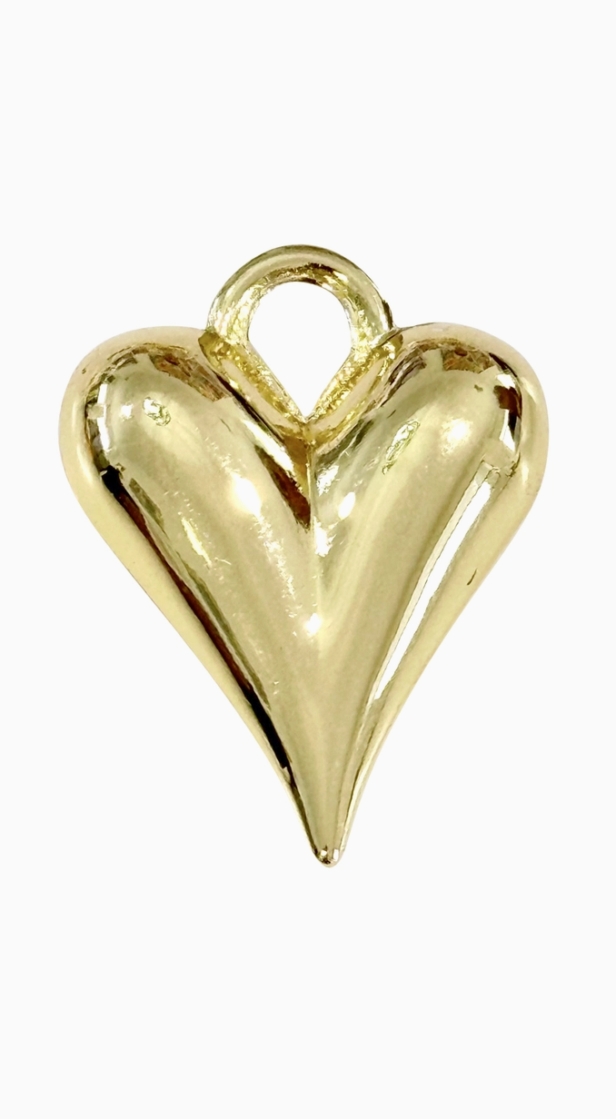 Elongated Gold Heart Scarf Charm