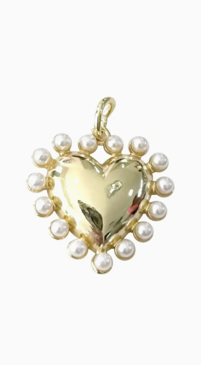 Gold Heart with Pearls Scarf Charm