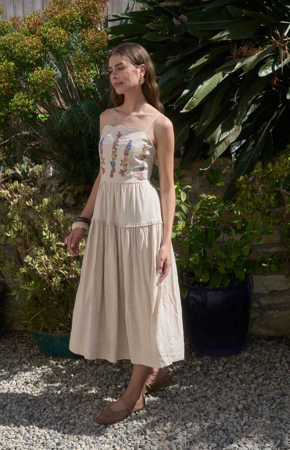 Ashley Scallop Embroidery Midi Dress