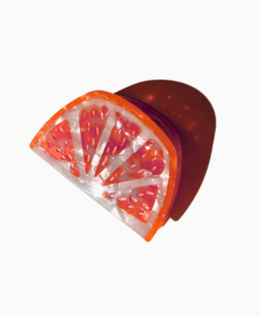 Grapefruit Slice Hand-Painted Claw Hair Clip