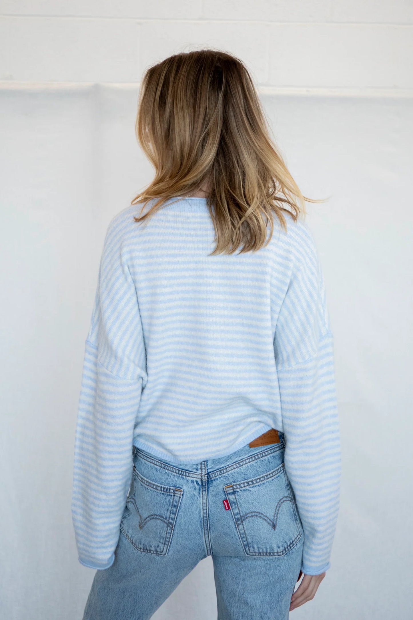 Mini Striped Light Blue Piper Cardigan