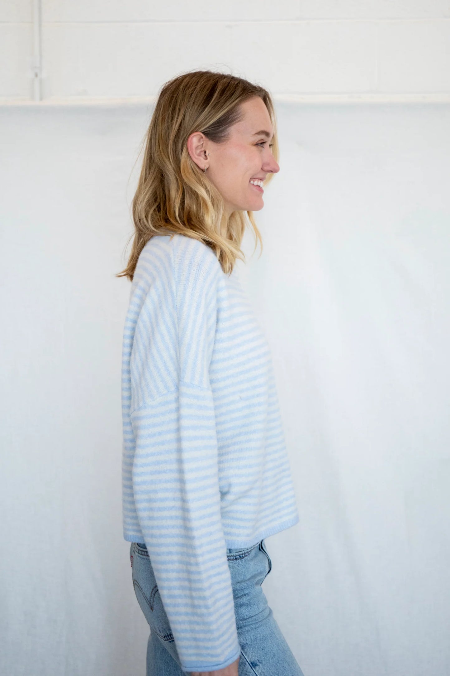 Mini Striped Light Blue Piper Cardigan