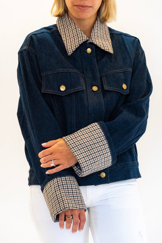 Dede Plaid Contrast Collar Denim Jacker