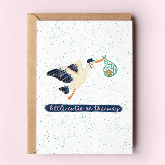 Little Cutie on the Way Stork Card