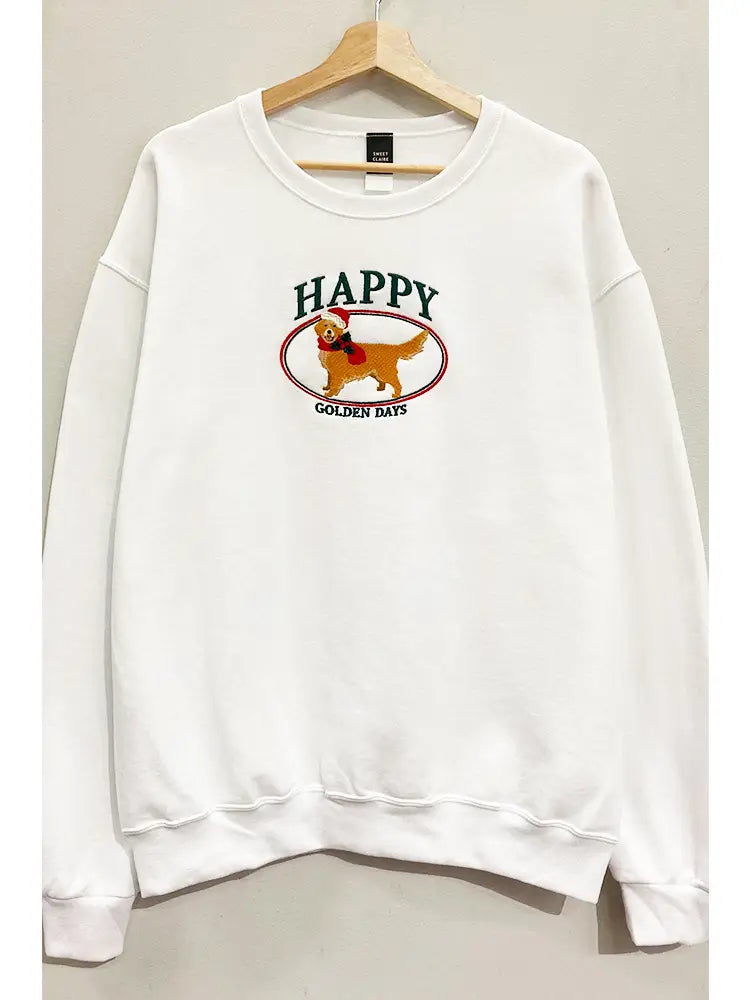 Golden Days Embroidered Holiday Sweatshirt
