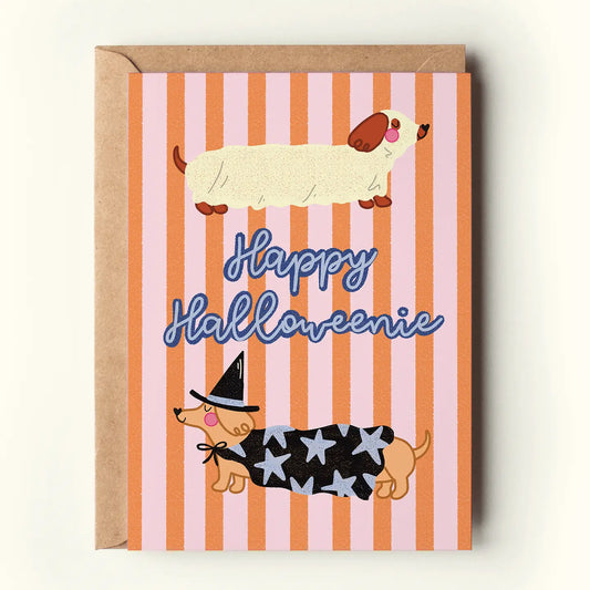 Happy Halloweenie Dachshund Dog Halloween Greeting Card
