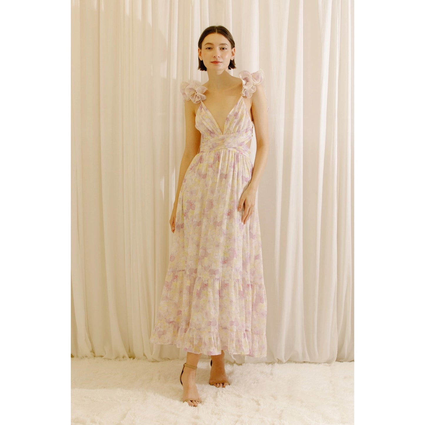 Maya Floral Pastel Romantic Maxi Dress