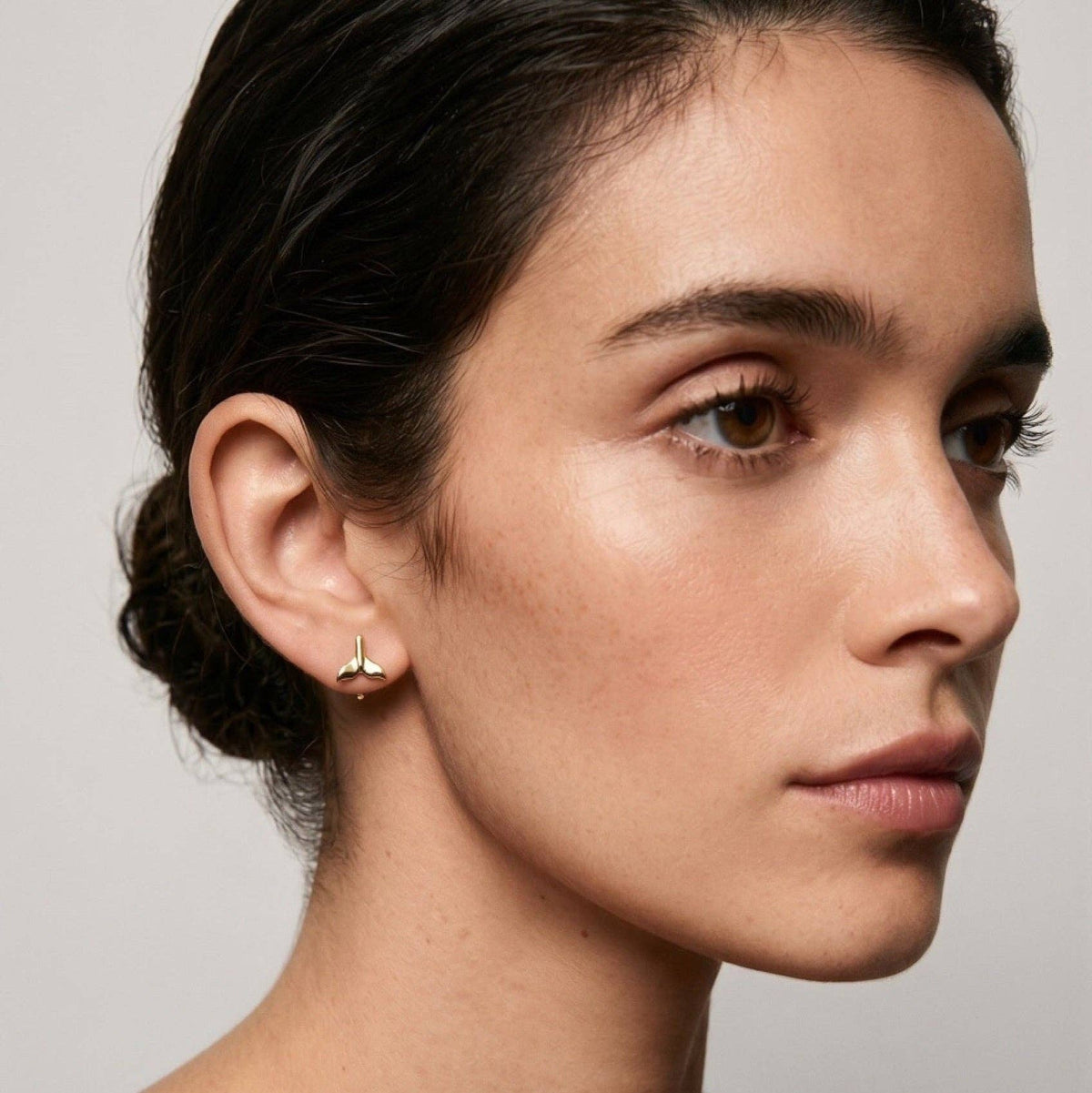 Mini Whale Tail Stud Earrings - 18k Gold Filled