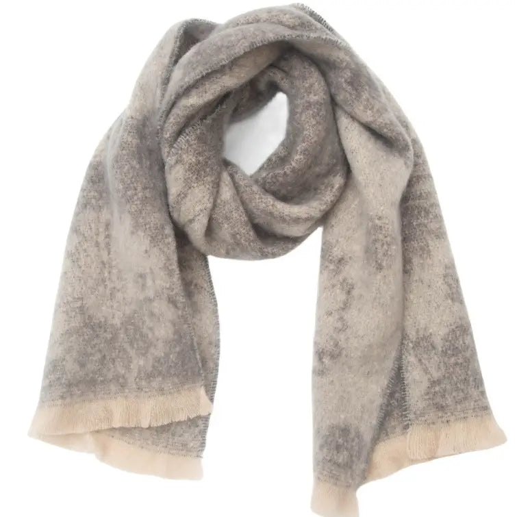 Soft Chunky Gray Floral Scarf