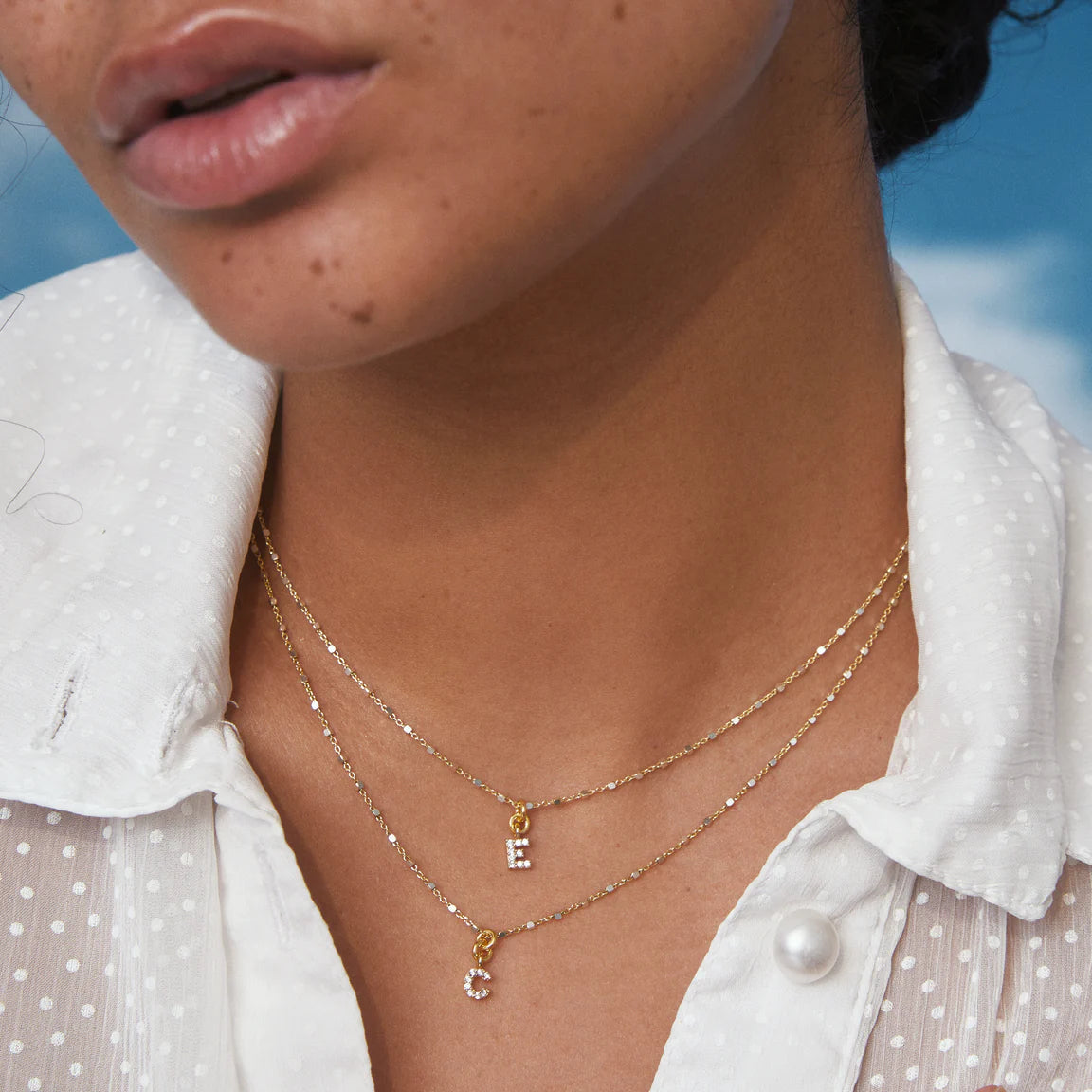 CLEAR CZ IDENTITY NECKLACE GOLD - CHOOSE YOUR INITIAL