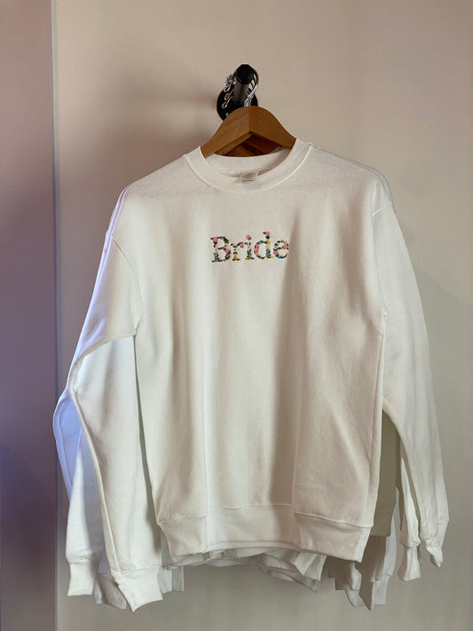 Bride Embroidered Floral Crew Neck Sweatshirt