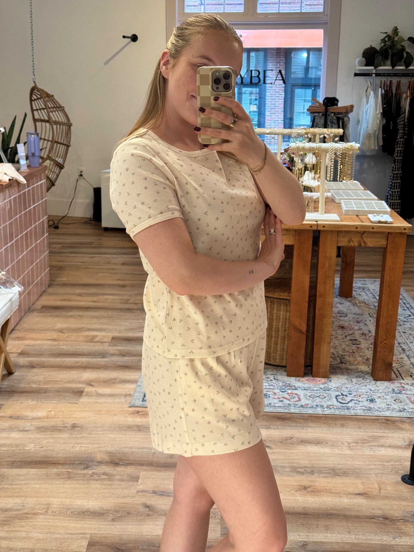 Cream Floral PJ Set