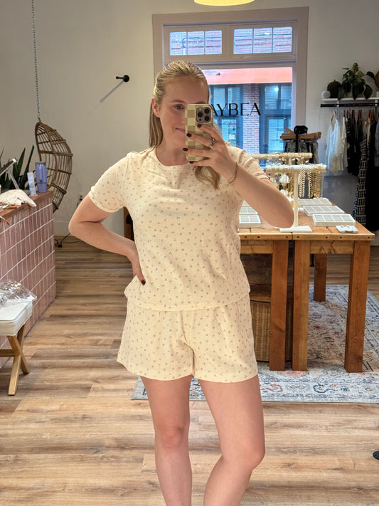 Cream Floral PJ Set