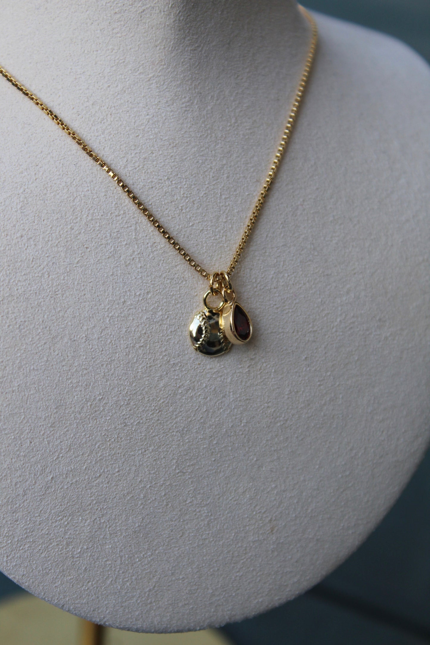 Boston Baseball Dainty Charm Necklace