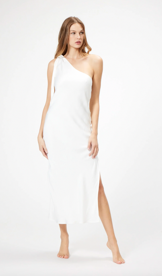 Leigh One Shoulder Dress in White
