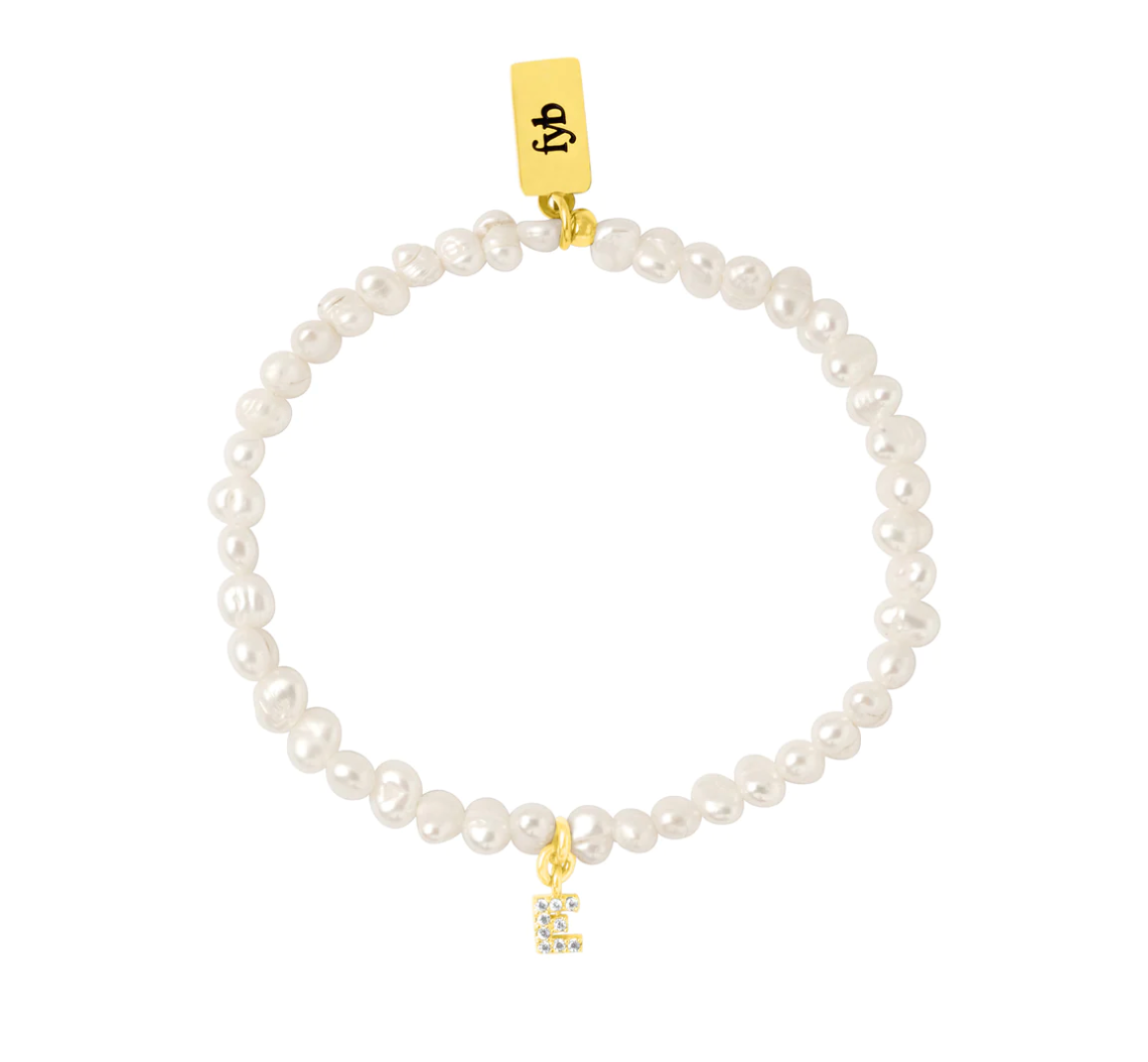 Pearl Initial Gold Bracelet