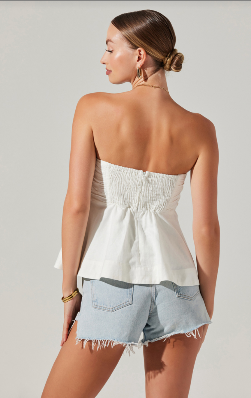 NERINA TWIST FRONT STRAPLESS TOP