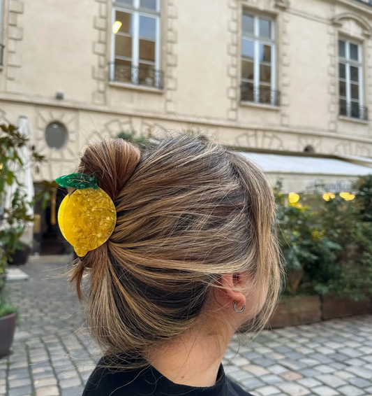 Hand-Painted Lemon Claw Clip