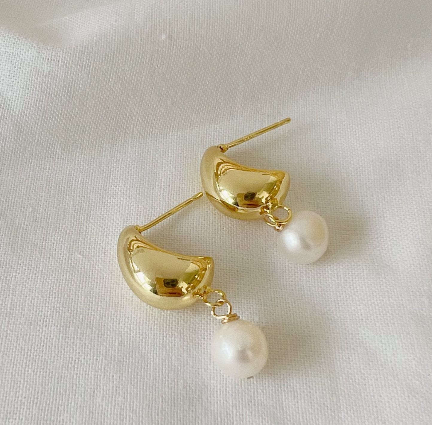 Kira Freshwater Pearl Dome Studs Earrings Gold Filled