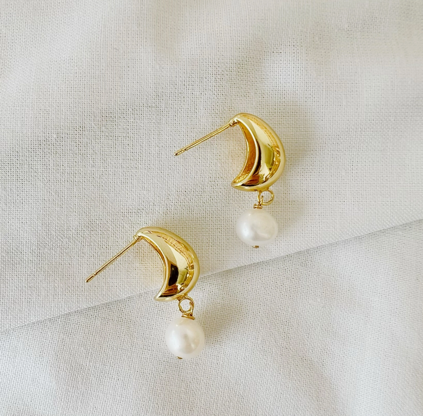 Kira Freshwater Pearl Dome Studs Earrings Gold Filled