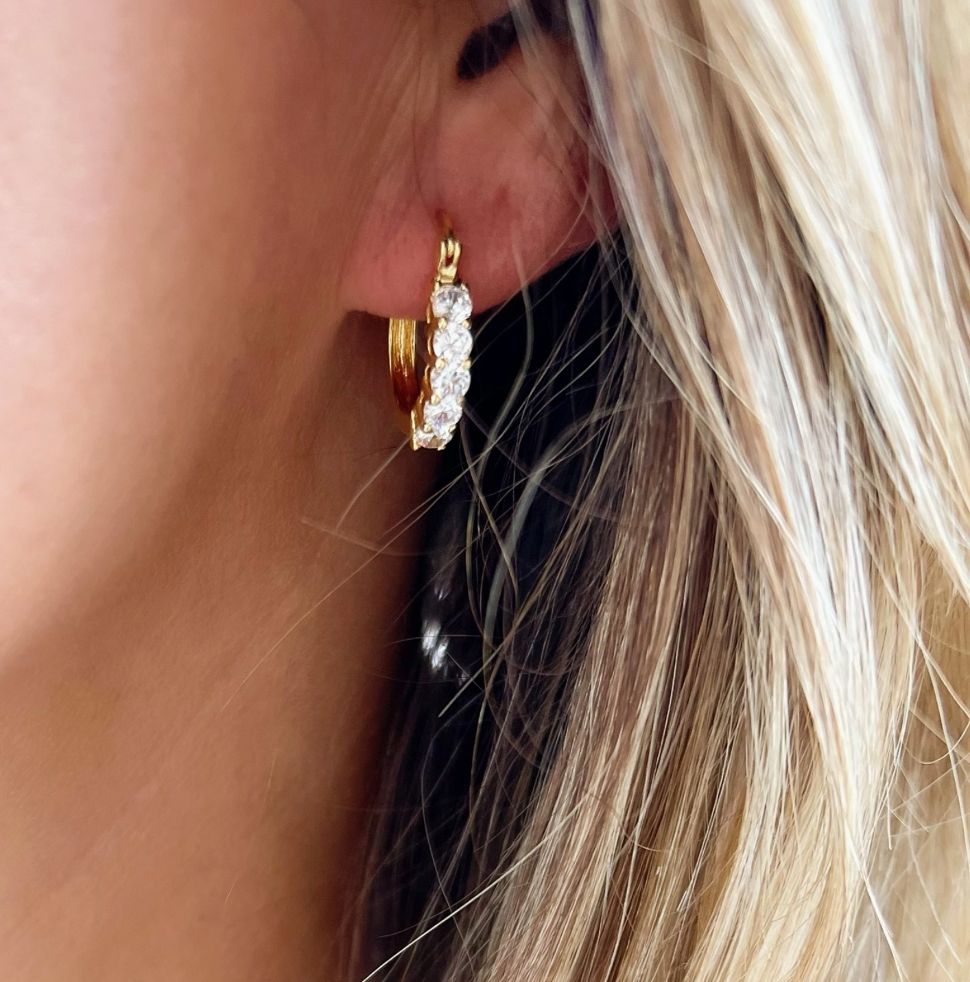 Stella Cz Hoops Earrings Gold Filled