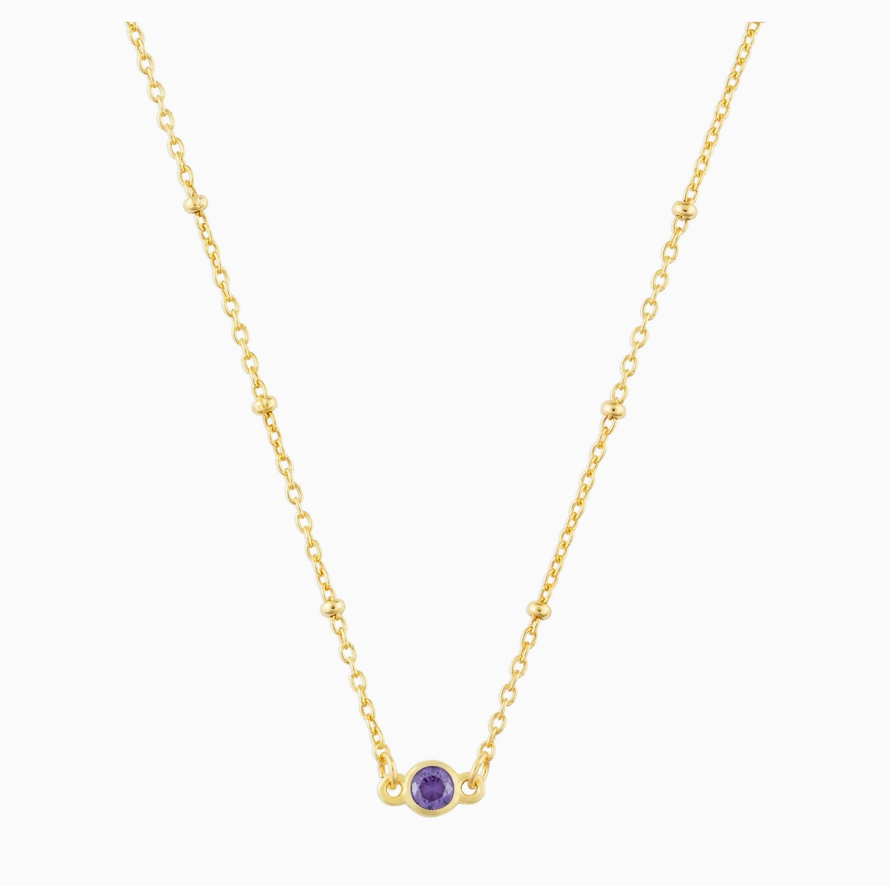 February Birthstone Necklace Gold