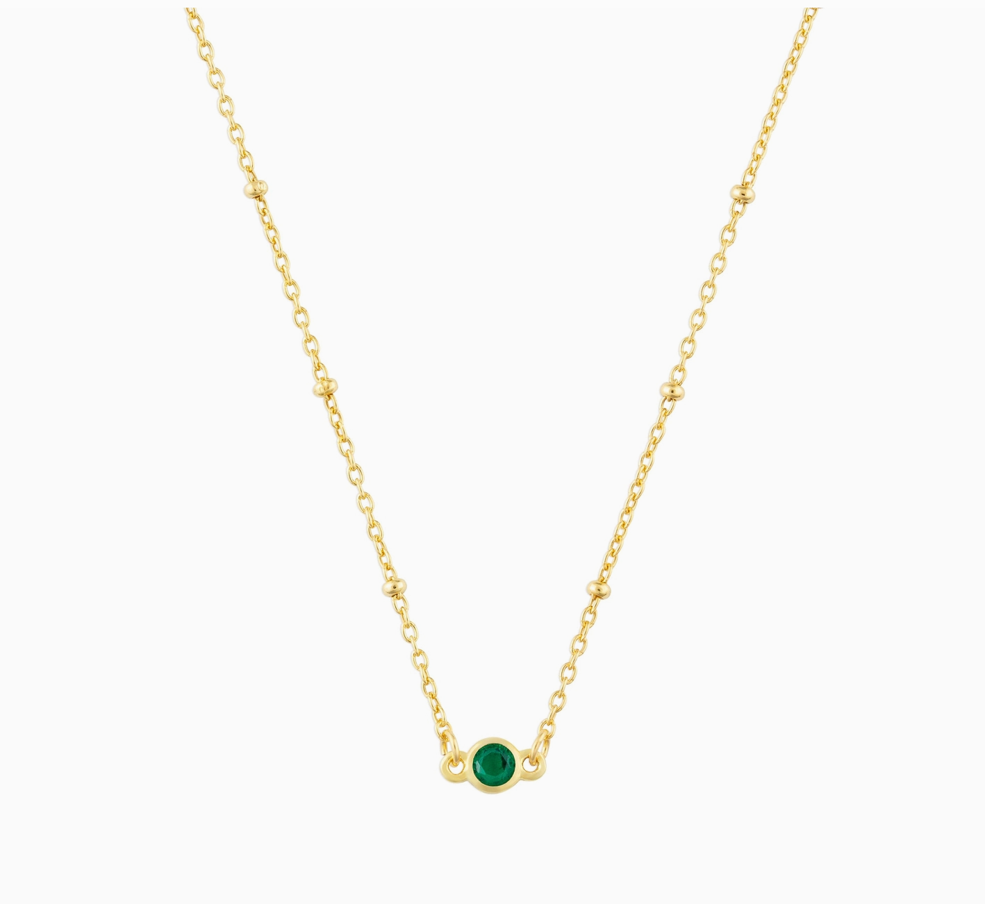 May Birthstone Necklace Gold